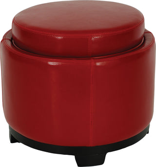 Safavieh Round Storage Tray Ottoman Black and Red Furniture Main