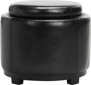 Safavieh Round Storage Tray Ottoman Black and Furniture 