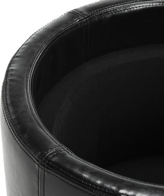 Safavieh Round Storage Tray Ottoman Black and Furniture 