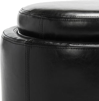 Safavieh Round Storage Tray Ottoman Black and Furniture 