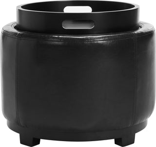 Safavieh Round Storage Tray Ottoman Black and Furniture main image