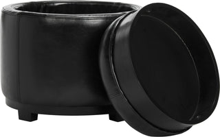 Safavieh Round Storage Tray Ottoman Black and Furniture 