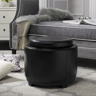 Safavieh Round Storage Tray Ottoman Black and Furniture 