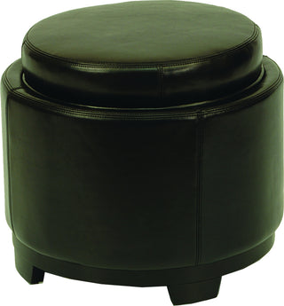 Safavieh Round Storage Tray Ottoman Black and Furniture Main