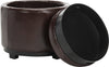 Safavieh Round Storage Tray Ottoman Black and Cordovan Furniture 