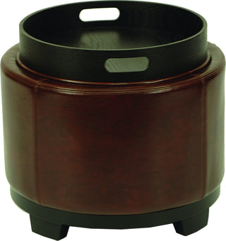 Safavieh Round Storage Tray Ottoman Black and Cordovan Furniture 