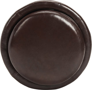 Safavieh Round Storage Tray Ottoman Black and Cordovan Furniture 