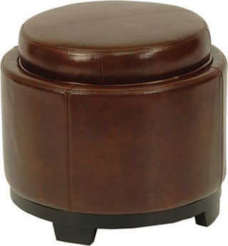 Safavieh Round Storage Tray Ottoman Black and Cordovan Furniture 