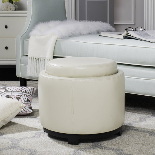 Safavieh Round Storage Tray Ottoman Black and Off White – Incredible ...