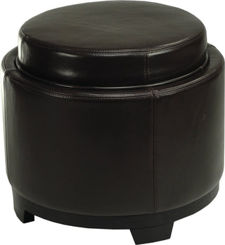 Safavieh Round Storage Tray Ottoman Black and Brown Furniture 