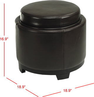 Safavieh Round Storage Tray Ottoman Black and Brown Furniture 