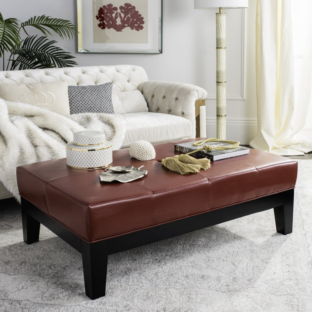 Safavieh Jordan Cocktail Ottoman Black and Red  Feature