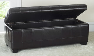 Safavieh Large Manhattan Storage Bench Brown and Black Furniture 