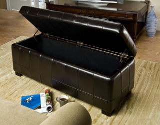 Safavieh Large Manhattan Storage Bench Brown and Black Furniture 