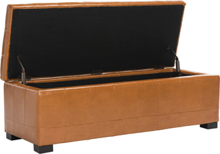 Safavieh Large Manhattan Storage Bench Saddle and Black Furniture 