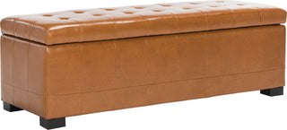 Safavieh Large Manhattan Storage Bench Saddle and Black Furniture 