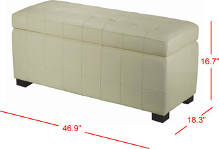 Safavieh Large Manhattan Storage Bench Off White and Black Furniture 