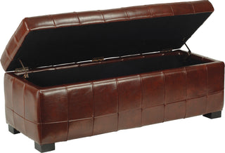 Safavieh Large Manhattan Storage Bench Cordovan and Black Furniture 