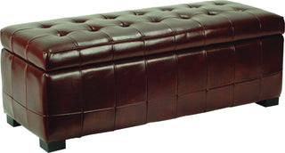 Safavieh Large Manhattan Storage Bench Cordovan and Black Furniture Main