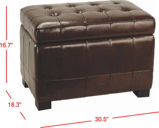 Safavieh Small Manhattan Storage Bench Cordovan and Black Furniture 