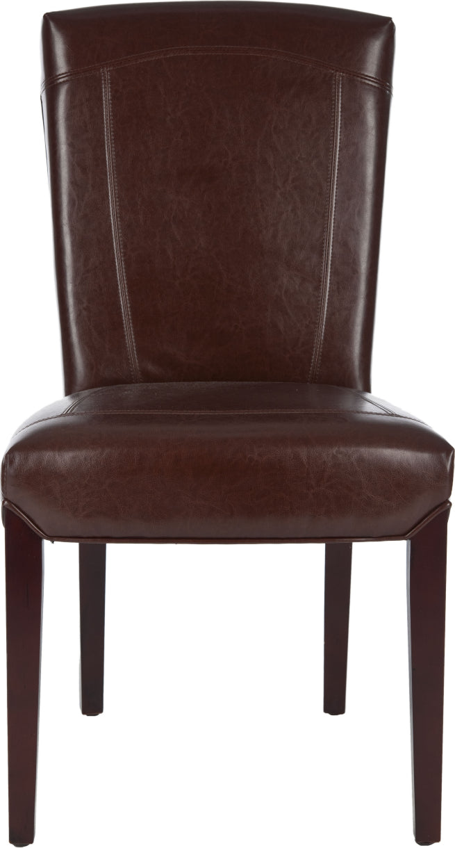 Safavieh Ken 19''H Leather Side Chair (SET Of 2) Brown and Cherry Mahogany Furniture main image