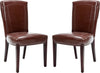 Safavieh Ken 19''H Leather Side Chair (SET Of 2) Brown and Cherry Mahogany Furniture 