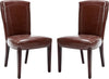 Safavieh Ken 19''H Leather Side Chair (SET Of 2) Brown and Cherry Mahogany Furniture 