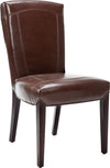 Safavieh Ken 19''H Leather Side Chair (SET Of 2) Brown and Cherry Mahogany Furniture Main