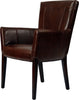 Safavieh Ken Leather Arm Chair Brown and Cherry Mahogany Furniture 