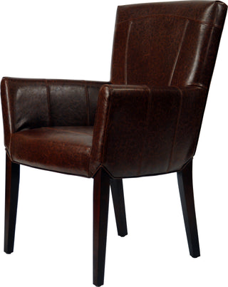 Safavieh Ken Leather Arm Chair Brown and Cherry Mahogany Furniture 