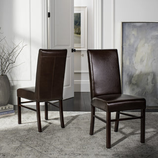 Safavieh Classic 20''H Leather Side Chair (SET Of 2) Brown and Cherry Mahogany Furniture 