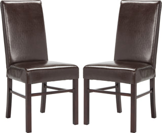 Safavieh Classic 20''H Leather Side Chair (SET Of 2) Brown and Cherry Mahogany Furniture 