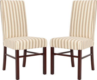 Safavieh Classic 20''H Striped Side Chair (SET Of 2) Cream and Tan Cherry Mahogany Furniture 