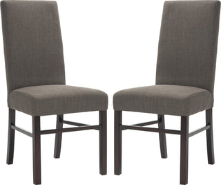 Safavieh Classic 20''H Linen Side Chair (SET Of 2) Charcoal Brown and Cherry Mahogany Furniture 