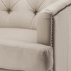 Safavieh Colin Tufted Club Chair With Brass Nail Heads Ecru and Cherry Mahogany Furniture 