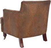 Safavieh Colin Tufted Club Chair With Brass Nail Heads Brown and Cherry Mahogany Furniture 