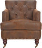 Safavieh Colin Tufted Club Chair With Brass Nail Heads Brown and Cherry Mahogany Furniture main image