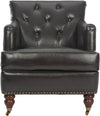 Safavieh Colin Tufted Club Chair With Brass Nail Heads Brown and Cherry Mahogany Furniture Main