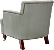 Safavieh Colin Tufted Club Chair With Brass Nail Heads Sea Mist and Cherry Mahogany Furniture 