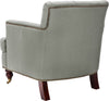 Safavieh Colin Tufted Club Chair With Brass Nail Heads Sea Mist and Cherry Mahogany Furniture 