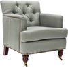 Safavieh Colin Tufted Club Chair With Brass Nail Heads Sea Mist and Cherry Mahogany Furniture Main