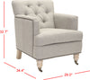 Safavieh Colin Tufted Club Chair With Brass Nail Heads Stone and Grey White Wash Furniture 