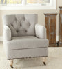 Safavieh Colin Tufted Club Chair With Brass Nail Heads Stone and Grey White Wash Furniture  Feature