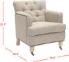 Safavieh Colin Tufted Club Chair With Brass Nail Heads Taupe and White Wash Furniture 