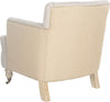 Safavieh Colin Tufted Club Chair With Brass Nail Heads Taupe and Beige White Wash Furniture 