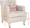 Safavieh Colin Tufted Club Chair With Brass Nail Heads Taupe and Beige White Wash Furniture 