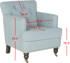 Safavieh Colin Tufted Club Chair With Brass Nail Heads Sky Blue and Dark Brown Furniture 
