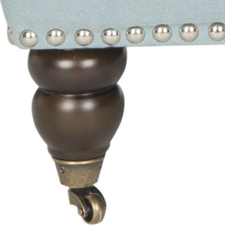 Safavieh Colin Tufted Club Chair With Brass Nail Heads Sky Blue and Dark Brown Furniture 