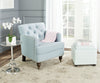 Safavieh Colin Tufted Club Chair With Brass Nail Heads Sky Blue and Dark Brown  Feature