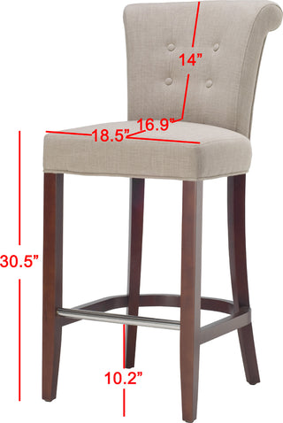 Safavieh Addo Bar Stool True Taupe and Cherry Mahogany Furniture 